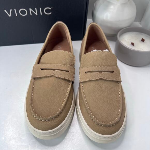 Vionic Thompson Slip-on Penny Loafers Casual Comfort Shoe Tan Men 8.5W Tried On - Picture 5 of 10
